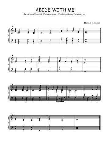 Téléchargez l'arrangement pour piano de la partition de Abide with me en PDF